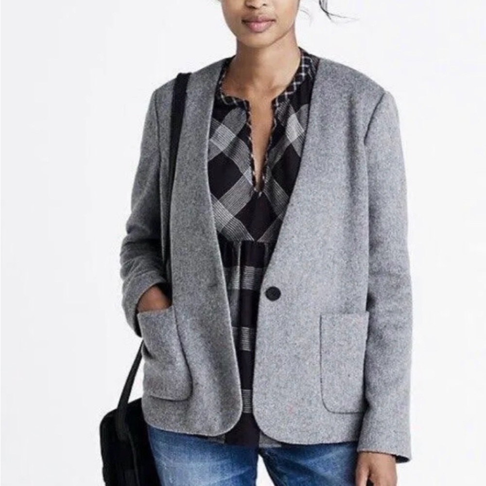 Madewell Carrington Heather Gray belted Women's Blazer MED NWT